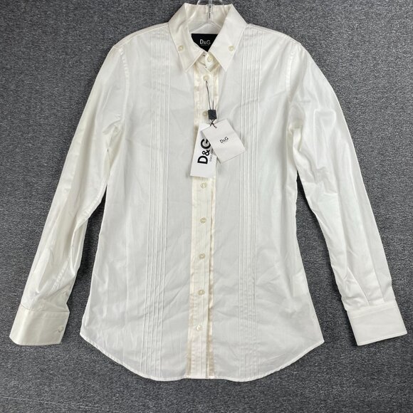 Dolce & Gabbana Tuxedo Shirt Mens 15 3/4 40 Ivory Satin Trim Formal Black Tie